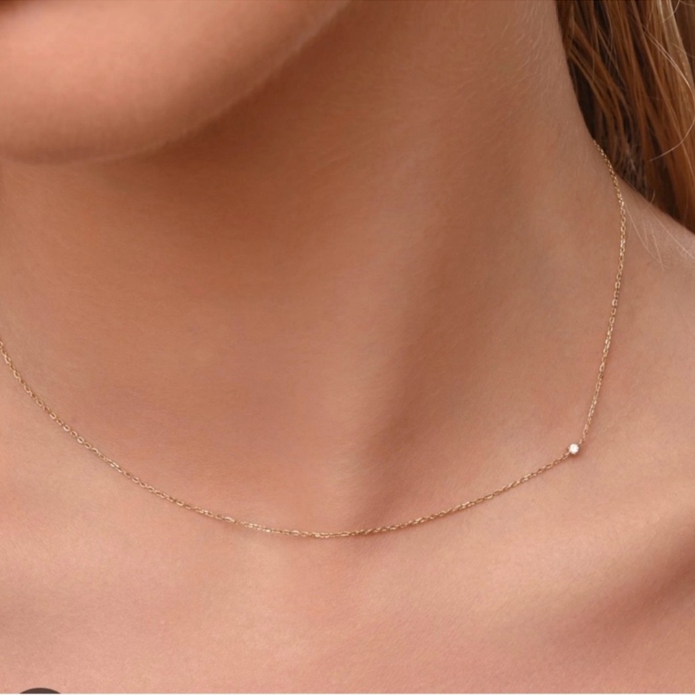 VRAI AND ORO TINY DIAMOND NECKLACE 14K ROSE GOLD